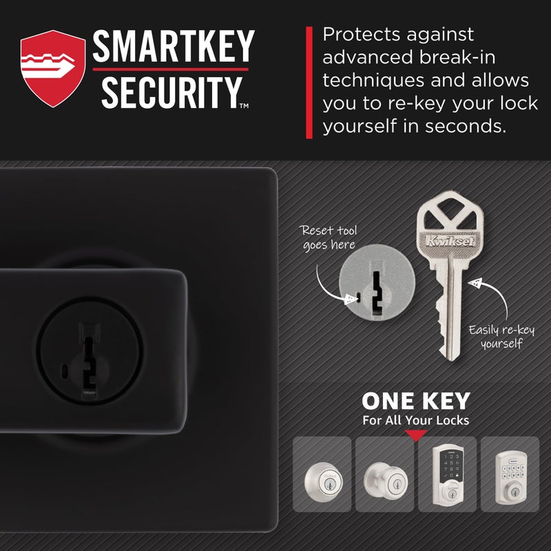 Kwikset Breton Entry Door Handle with Lock and Key  Secure Keyed Reversible Lever Exterior  For Front Entrance and Bedrooms  Matte Black   Pick Resistant Smartkey Rekey Security and Microban - Image 4